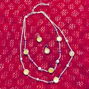 Tiered beaded necklace with matching earrings